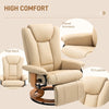 Recliner Chair with Footrest, Manual Reclining Armchair with Wooden Base, Beige