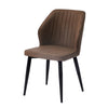 Set of 2 Faux PU Leather Brown Chairs Seat Dining Room Restaurant with Metal Leg