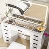 Dressing Table and Stool set 11 Drawer Makeup Table with Glass Top Vanity Desk
