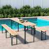 Beer Party Table Bench Set Outdoor Folding Wood Garden Trestle Dining Chairs 7ft