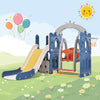 Large 4 in 1 Toddler Slide Climber & Swing Set with Basketball Hoop for Children