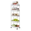 Kitchen Narrow Cabinet Bathroom Storage Rack 116cm Tall Slim Gap Shelf w/ Wheels