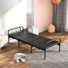 Foldable Single Metal Bed Frame Platform Bed w/ Headboard Slatted Support Black