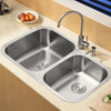 Premium Handmade Brushed Stainless Steel Kitchen Sink Double Bowl w/Drainer Kit
