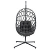 Foldable Garden Egg Swing Chair Rattan Hanging Basket w/Metal Stand&Soft Cushion