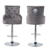 Luxury Velvet Lion Knocker Quilted Back Dining Chair Black Grey Tall Bar Stool