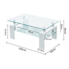 White Glass Coffee Table MDF Shelf Storage Living Room Rectangular Modern