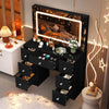 Crystal handle Dressing Table with 7Drawers Makeup Desk Vanity Table LED Mirrow