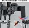 Black Exposed Shower Mixer Twin Head Largre Bar Set Bathroom Square Valve Taps