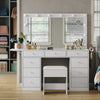 Vanity Desk with Power Outlet, Makeup Vanity with Mirror, Dressing Table Drawers