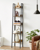 Ladder Shelf 5-Tier Narrow Shelf Bookshelf Rustic Brown and Black LLS109B01