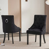 Set of 2 Black Velvet Dining Chairs Tufted High Back for Dining Room Kitchen