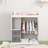 White Kids Wardrobe Clothes Hanging Drawer Toy Storage Shelf Cabinet Furniture