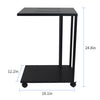 Metal Side Table 2 Layer Sofa End Coffee Snack Table with Wheels for Living Room