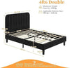 Double Bed with Headboard, Upholstered Bed Frame with 2 USB Charging Stations