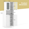 Tempered Glass Door Pantry Cabinet Tall Storage Cabinet-White