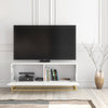 TV Unit I 100cm Cabinet I White Fluted Doors I Gold Metal Base I Modern