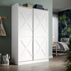 Bedroom 2 Sliding Door Wardrobe Matt White Storage Cupboard with 2 Hanging Rails