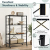 4-Tier Foldable Shelving Unit Heavy Duty Metal Adjustable Shelves w/Wheels