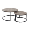 Grey Nesting Coffee Tables Set | Modern Round Tables Space Saving Metal Frame