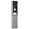 Freestanding Bathroom Storage Cabinet with 3 Open Shelves & Door Cabinet Grey