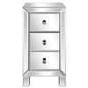Mirrored Bedside Table Cabinet Glass Nightstand Crystal Knobs 3-Drawer