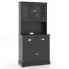 Multifunctional Modern Storage Cabinet 4 Doors Cupboard-Black