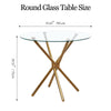 Round Clear Tempered Glass Dining Table Golden Chromed Legs Dining Room Kitchen