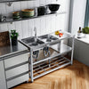 Catering Sink Stainless Steel Bowls Commercial Kitchen Right/Left Hand Drainer