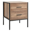 Metal Frame Bedside Table Retro Wooden Nightstand Vintage Storage Side Cabinet