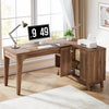 57-Inch L-Shaped Desk with Storage Cabinet, Wooden Home Office Computer Desk