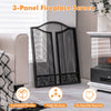 3 Panel Foldable Fireplace Screen Freestanding Metal Mesh Spark Guard Protector