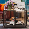Large Pet Dog Crate See Through Glass Kennel Cage Strong Aluminum Frame Lockable