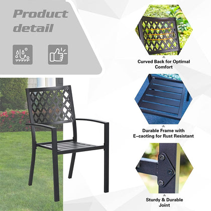 5Piece Patio Dining Set Outdoor Chairs Square Table with Umbrella Hole for Yard
