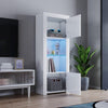 White High Gloss LED Tall Display Cabinet Cupboard Sideboard Standing Storage