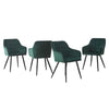 Set of 2 Green Velvet Dining Chairs with Arm rest Kitchen Dining Room Chairs
