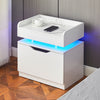 LED Bedside Table Cabinet Side End Table LED White High Gloss Living Room