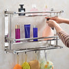 Stainless Steel Double Chrome Towel Rail Holder Wall Mounted Bathroom Rack Shelf