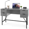 COSTWAY 120cm Home Office Desk Computer Desk w/4 Drawers & Storage-Grey