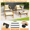 5 Pcs Outdoor Rattan Conversation Set Patio Furniture Set Wicker Woven Chair Set