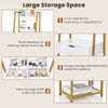 Vanity Table Set Wooden Makeup Dressing Desk & Stool w/Flip Top Mirror Golden