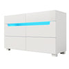 High Gloss Chest of Drawers 6 Drawer LED Sideboard Cabinet Bedroom Furniture