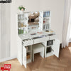 Large Dressing Table Vanity Makeup Desk With 3 Color Modes LED Light Mirror
