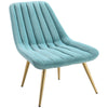 Tiffany Blue Velvet Armchair Stripe Accent Chair Lazy Sofa Seat Gold Metal Legs
