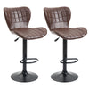 Bar Stools Set of 2 Adjustable Height Swivel PU Leather Bar Chairs Brown