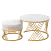 Set of 2 Round Nesting Coffee Table Side Table with 1 Drawer for Living Room