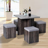 Compact Dining Table and 4 Ottoman Chairs Set Space Saving Storage Kitchen Grey
