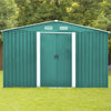 Galvanized Steel Garden Storage Shed Metal Outdoor Bike Shed 12x10ft Doors Base