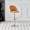 Set of 2 Modern Velvet Bar Stools Breakfast Home Kitchen Chair Bar Bistro Orange
