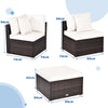 4-Piece Patio Furniture Set Outdoor Rattan Wicker Sofa & Ottoman Set w/Table